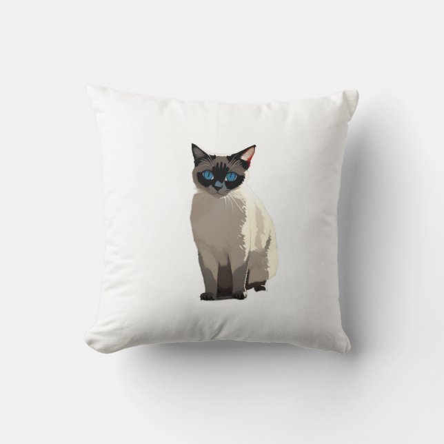 Siamese Cat Art Electric Blue Eyed Cat Lover Kudde (Framsida)