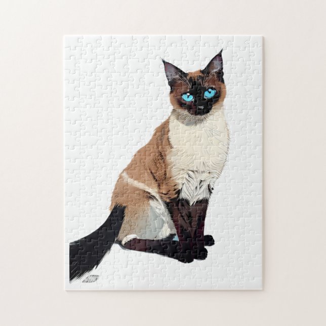 Siamese Cat Art Electric Blue Eyed Cat Lover Pussel (Vertikal)