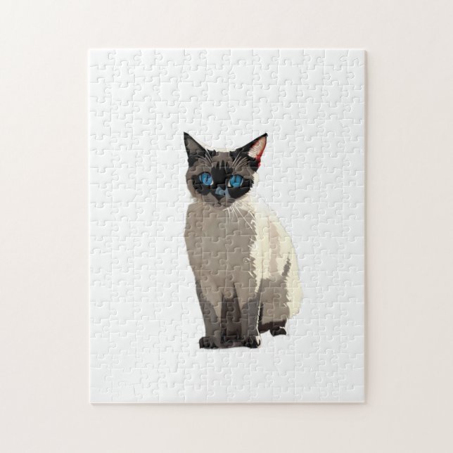 Siamese Cat Art Electric Blue Eyed Cat Lover Pussel (Vertikal)