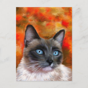 Siamese Cat Art Fire and Ice-målning Vykort
