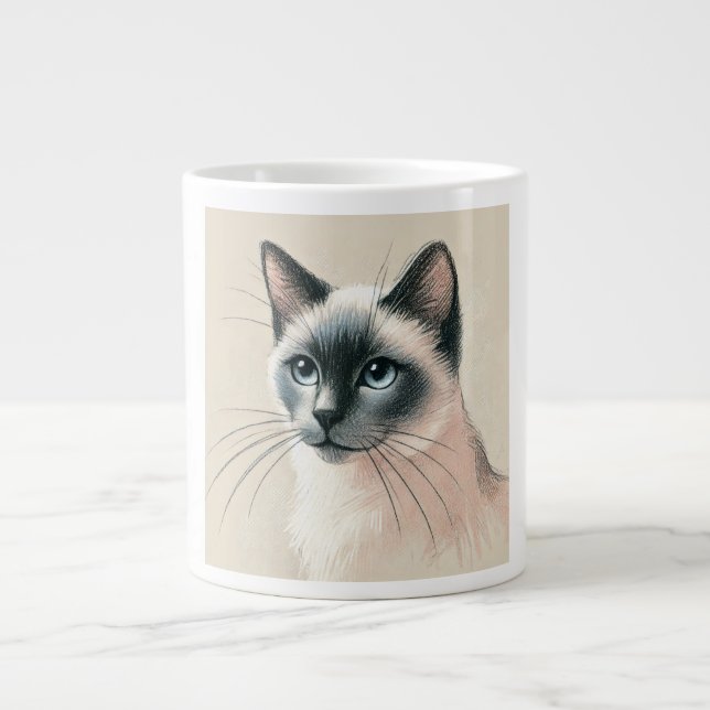 Siamese Cat Art mugg - Cute Djurälskare Gift Jumbo Mugg (Framsidan)