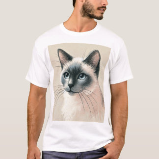 Siamese Cat Art T-Shirt - Cute Djurälskare Gift