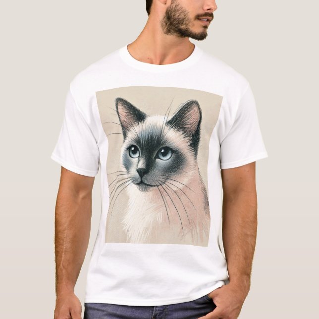 Siamese Cat Art T-Shirt - Cute Djurälskare Gift (Framsida)