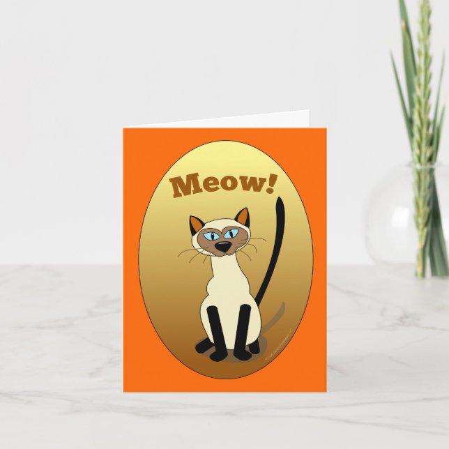 Siamese Cat Birthday Card Kort (Framsida)