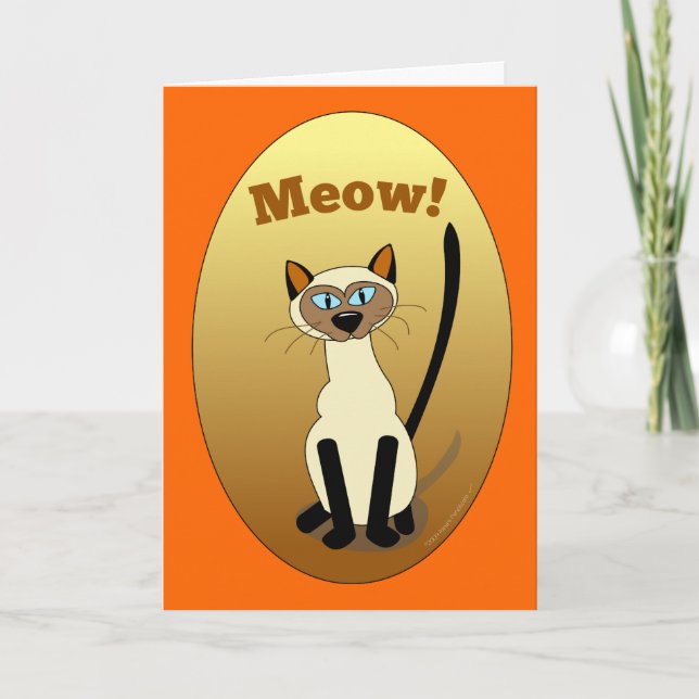Siamese Cat Birthday Card Kort (Framsida)