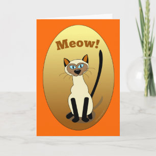 Siamese Cat Birthday Card Kort