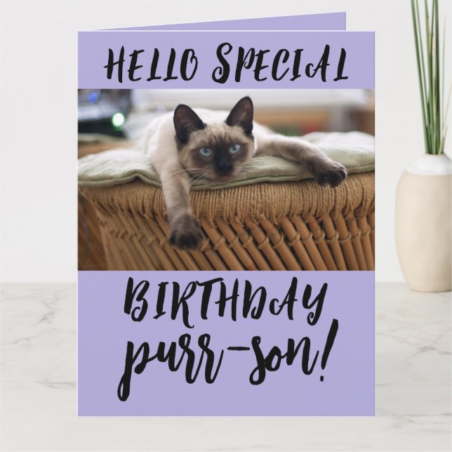 SIAMESE CAT BIRTHDAY GREETDS CARDS KORT (Framsida)