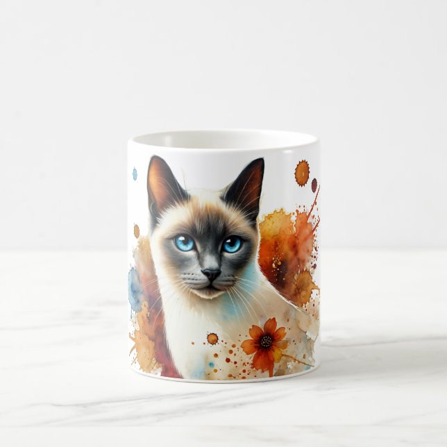 Siamese Cat Blue Point Watercolor Kaffemugg (Center)