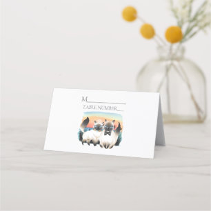 Siamese Cat Bride Groom Cute Bröllop Placeringskort