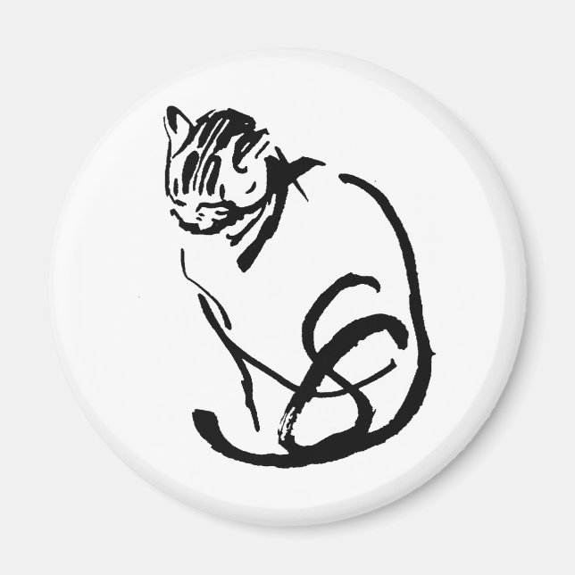 Siamese Cat Brush Teckning Design Magnet (Framsidan)