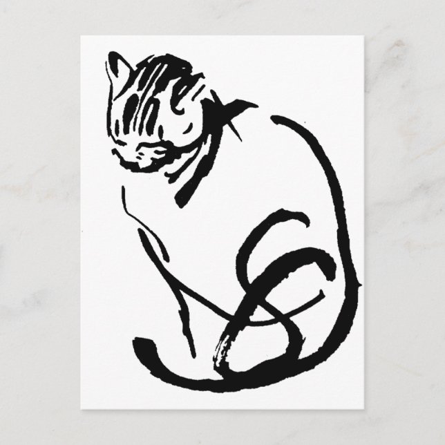 Siamese Cat Brush Teckning Design Vykort (Framsida)