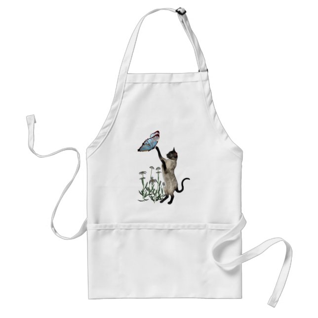 Siamese Cat Butterfly Daisys Apron Förkläde (Framsidan)