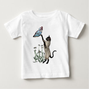 Siamese Cat Butterfly Daisys T-shirt