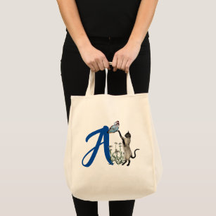 Siamese Cat Butterfly Monogram Initial A Tygkasse