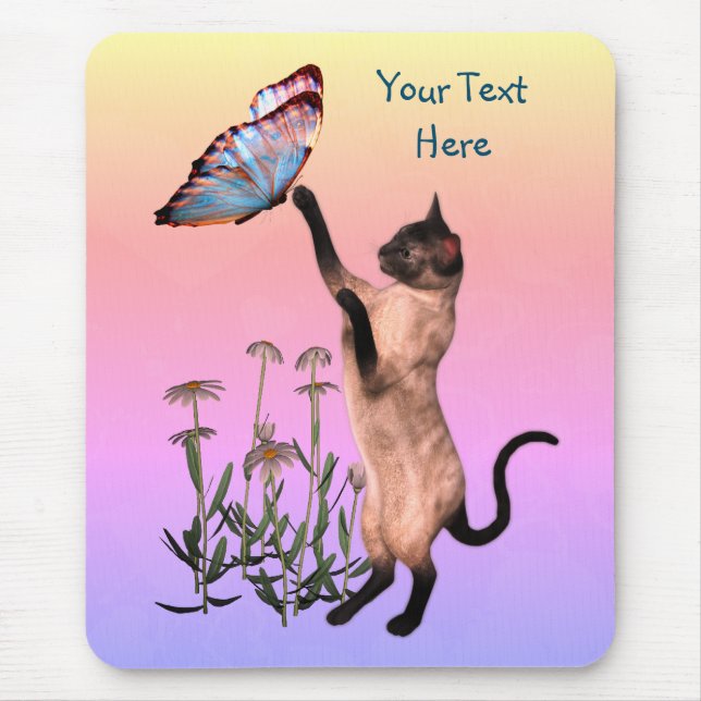 Siamese Cat Butterfly Personlig Musmatta (Framsidan)