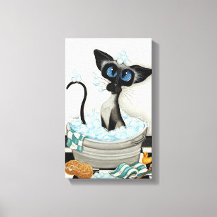 Siamese Cat by BihrLe Bath Canvas Art Skriv ut