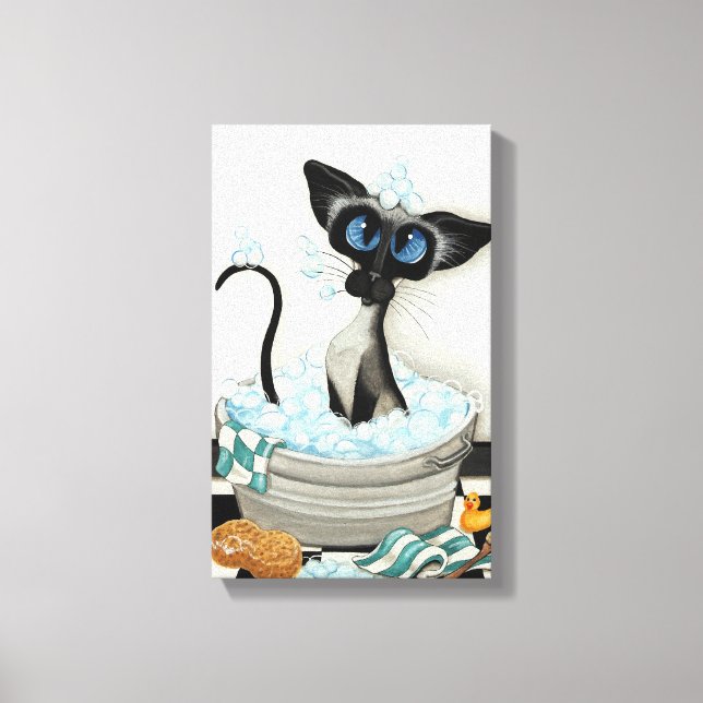 Siamese Cat by BihrLe Bath Canvas Art Skriv ut (Framsida)