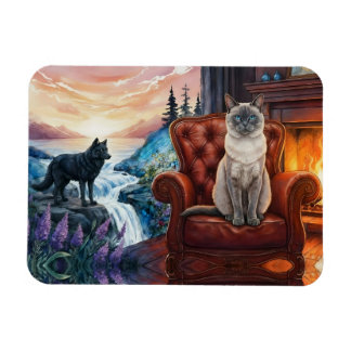 Siamese cat by Fireplace, varg Mural Magnet