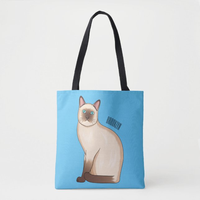 Siamese cat cartoon illustration  tygkasse (Framsida)
