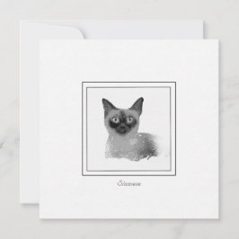 Siamese Cat Charcol och Chalk Teckning Anteckningskort