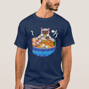 Siamese Cat Chillin Ramen Kawaii Japanska Food Ota T Shirt