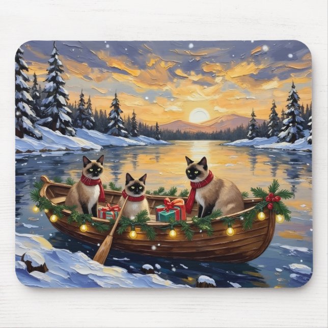 Siamese Cat Christmas Boat Holiday Musmatta (Framsidan)
