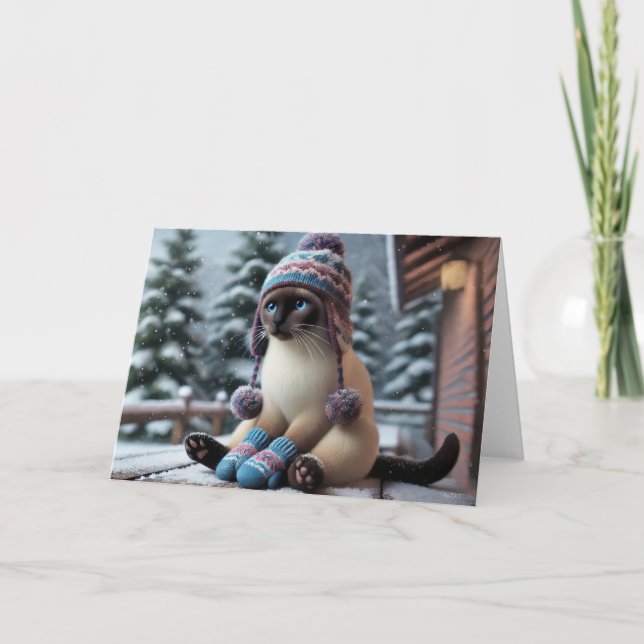 Siamese Cat Christmas Card Helgkort (Framsida)