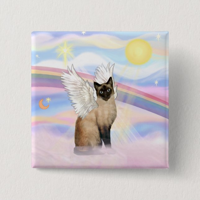 Siamese Cat - Clouds Knapp (Framsida)
