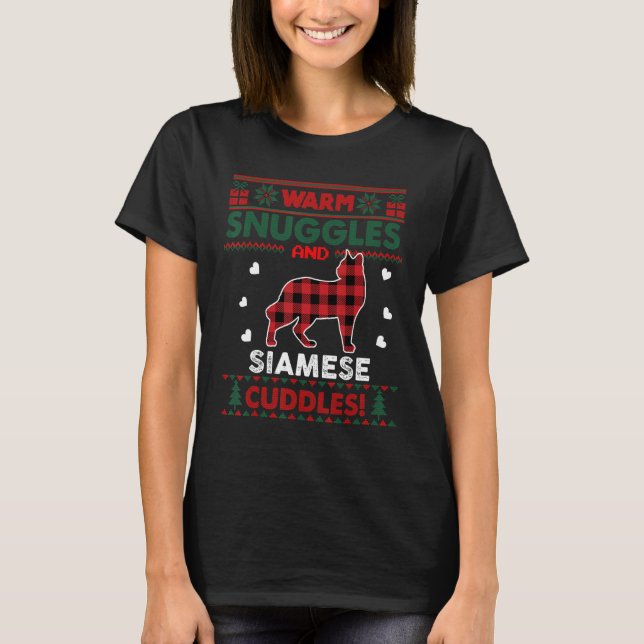Siamese Cat Cute Cat Julafton Ugly jul Sweater T Shirt (Framsida)
