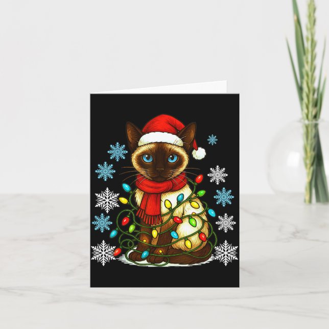 Siamese Cat Cute Cat Lover Cat Xmas Holiday Santa  Kort (Framsida)