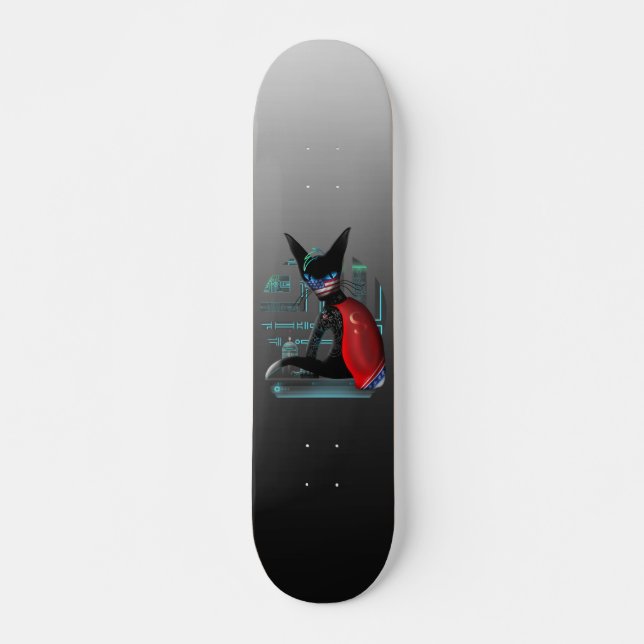 Siamese Cat Cyberpunk Ninja Skateboard Bräda 20,5 Cm (Framsida)