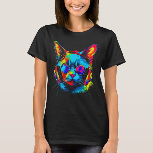 Siamese Cat DJ Festival T Shirt (Framsida)