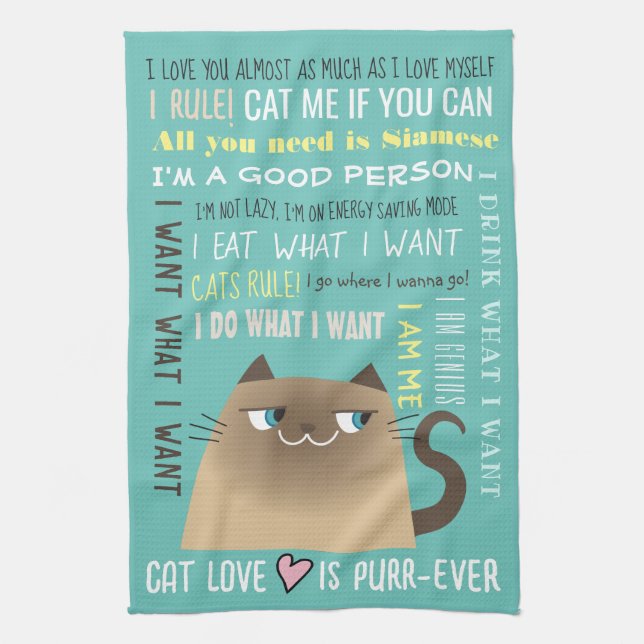 Siamese Cat Funny Kökshandduk (Vertikal)