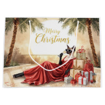 Siamese Cat Glam Christmas  Sipping Champagne 