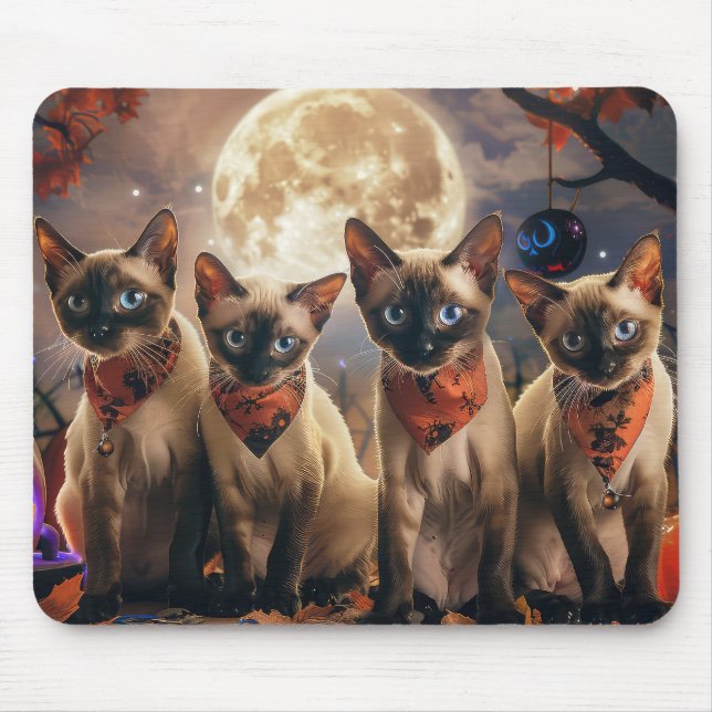 Siamese Cat Halloween Spooky Musmatta (Framsidan)