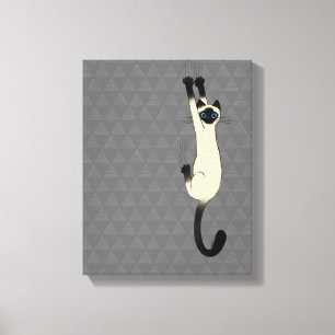 Siamese Cat Hanging on   Funny Cat Canvastryck
