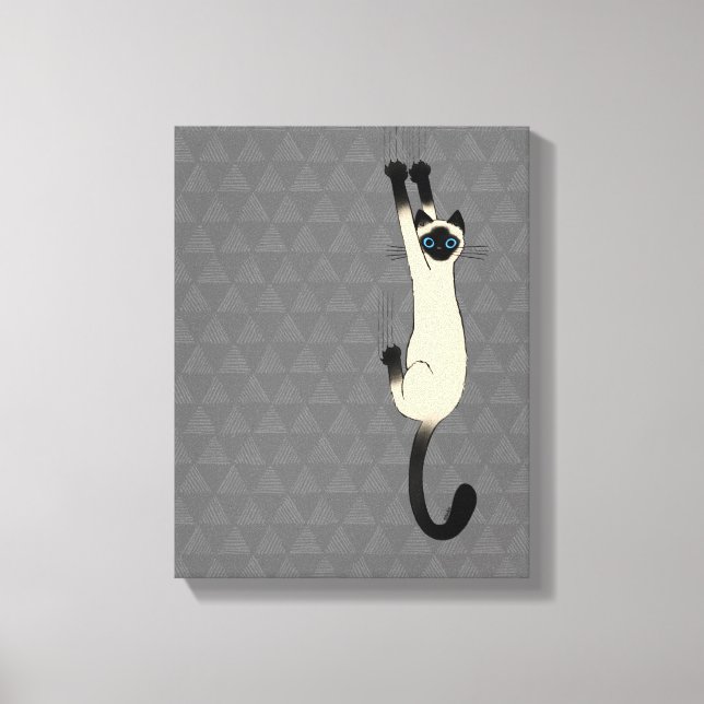 Siamese Cat Hanging on | Funny Cat Canvastryck (Framsida)