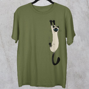 Siamese Cat Hanging on   Funny Cat T Shirt