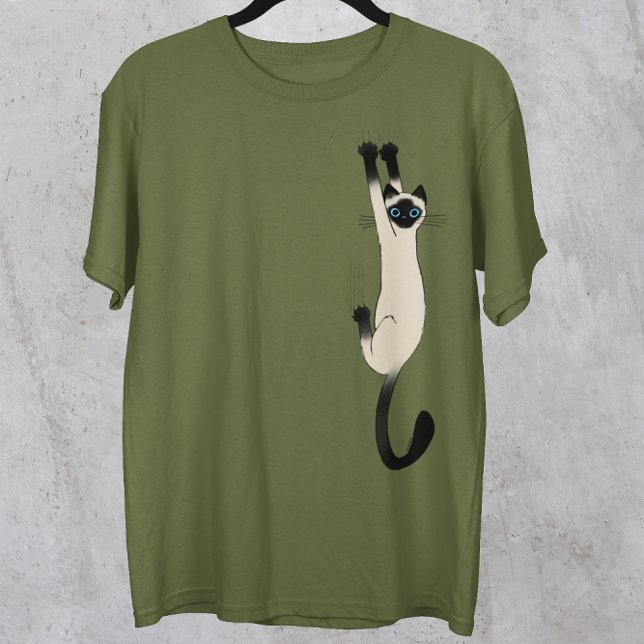 Siamese Cat Hanging on | Funny Cat T Shirt (Skapare uppladdad)