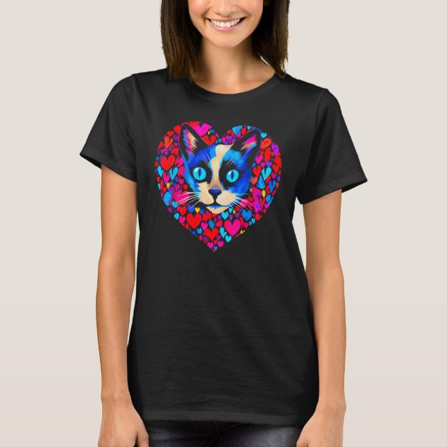 Siamese Cat Heart Love T Shirt (Framsida)
