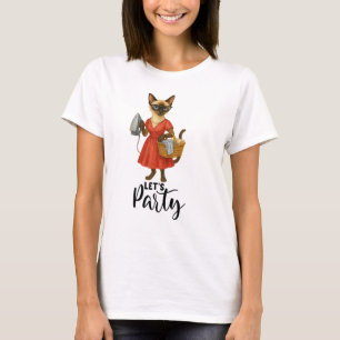 Siamese Cat House Makfe Låt oss Party T Shirt