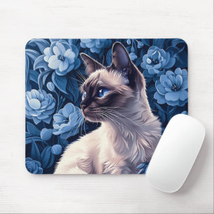 Siamese Cat i Blåa blommor Musmatta