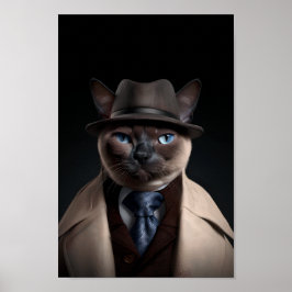 Siamese Cat i Kostym | Min Mobster Cat | Funny Cat Poster