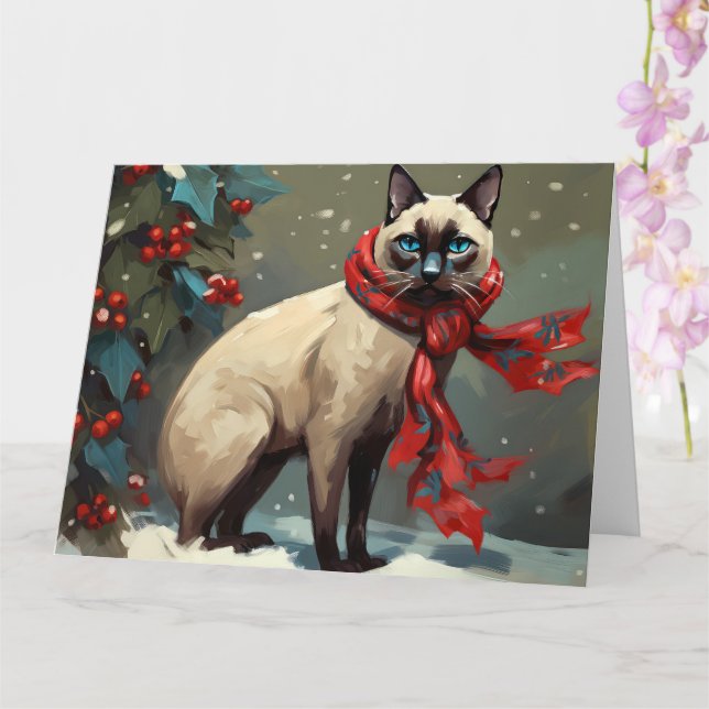 Siamese Cat i Snö-julen Kort (Orkide)