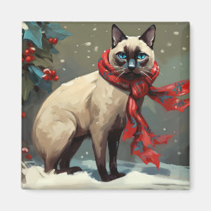 Siamese Cat i Snö-julen Magnet