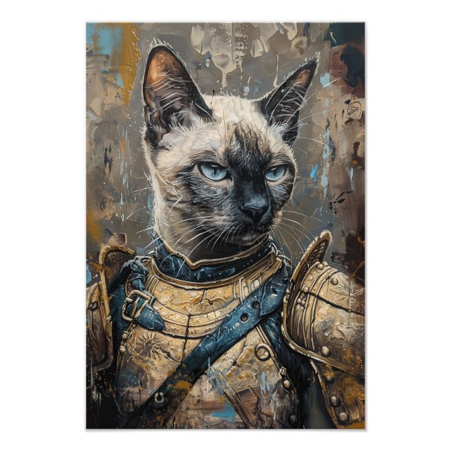 Siamese Cat in Armor Fototryck (Framsidan)