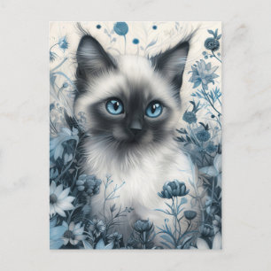 Siamese Cat in Mystic Garden Vykort
