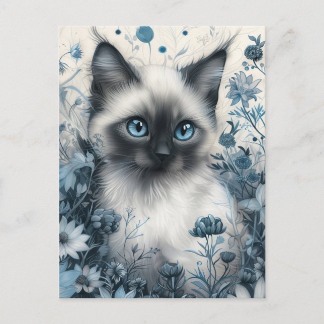 Siamese Cat in Mystic Garden Vykort (Framsida)