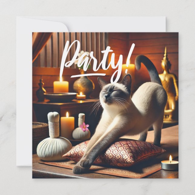 Siamese Cat in Spa PARTY-inbjudan Inbjudningar (Framsida)