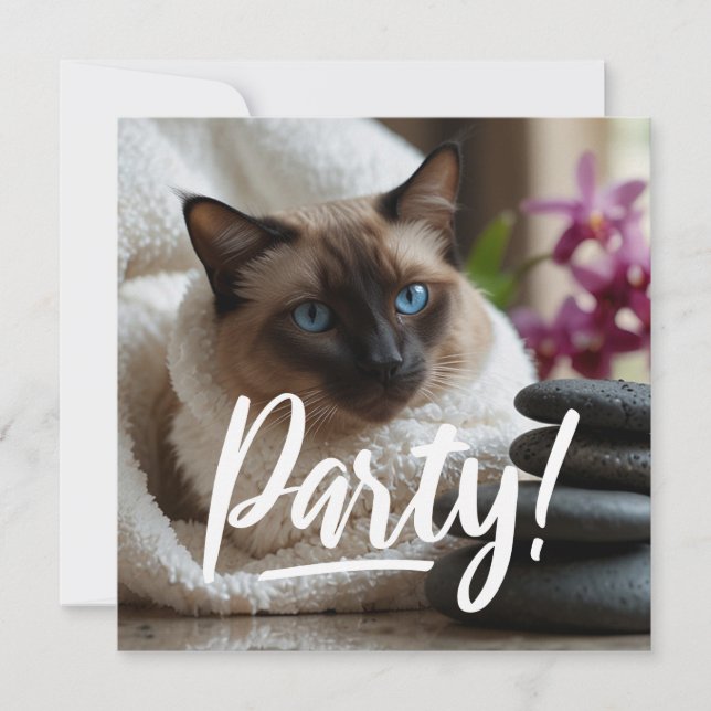 Siamese Cat in Spa PARTY-inbjudan Inbjudningar (Framsida)